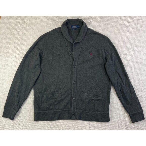 Polo Ralph Lauren Sweater Cardigan Estate Rib Men's XL Dark Gray Button Pony - Picture 1 of 7